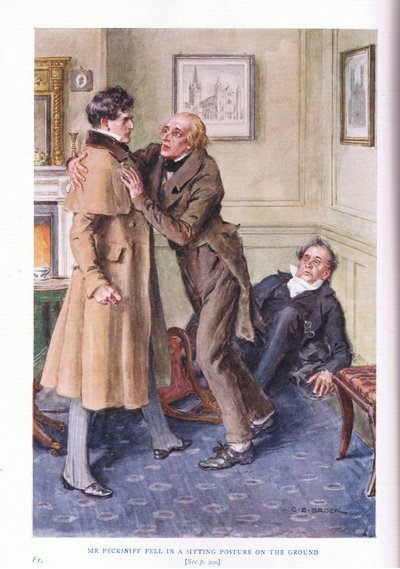 Il signor Pecksniff cadde in posizione seduta a terra da Charles Edmund Brock